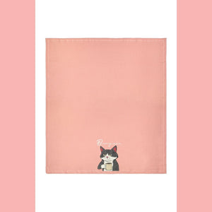Coperta plaid rosa con gatto ricamato Maryplaid