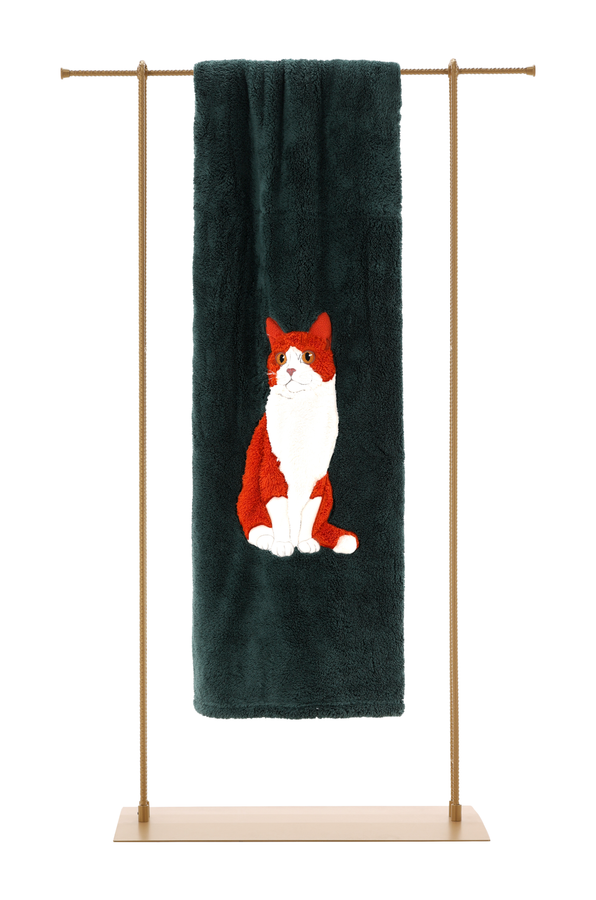 Coperta plaid Maryhome gatto bianco e rosso