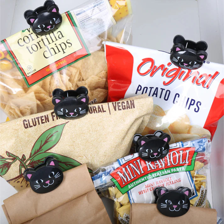 Chiudi pacco con gatto nero- Cat bag clips Kikkerland