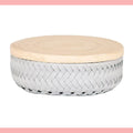 Cestino con coperchio Handed By grigio chiaro S - round basket flint grey Cestino Handed By