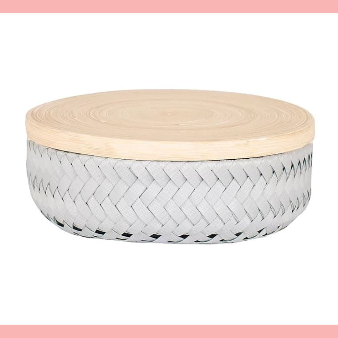 Cestino con coperchio Handed By grigio chiaro S - round basket flint grey Cestino Handed By