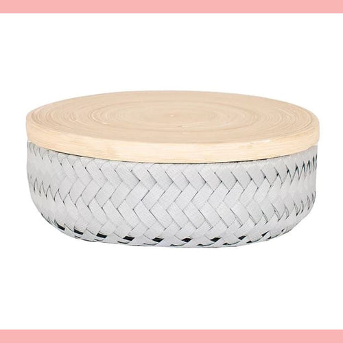 Cestino con coperchio Handed By grigio chiaro S - round basket flint grey Cestino Handed By