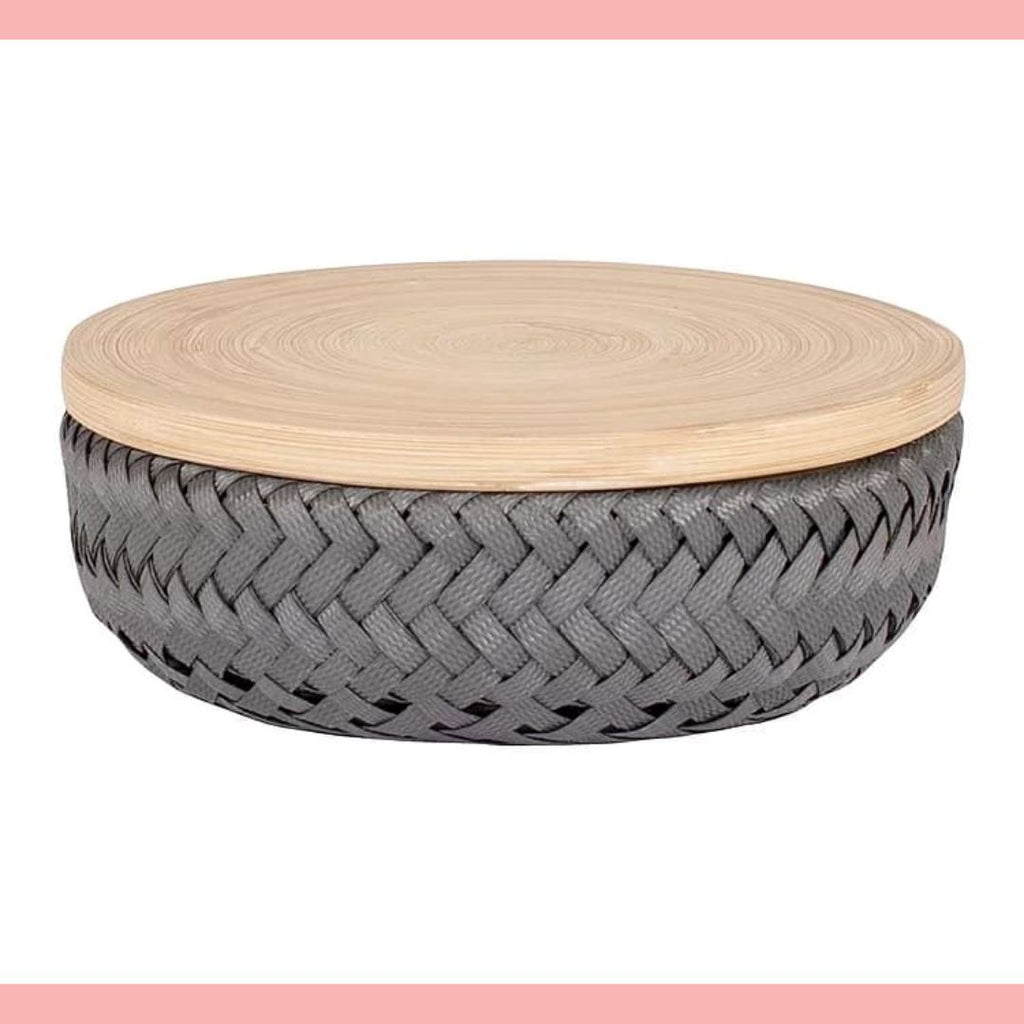 Cestino con coperchio Handed By grigio scuro S - round basket dark grey Cestino Handed By