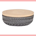 Cestino con coperchio Handed By grigio scuro S - round basket dark grey Cestino Handed By