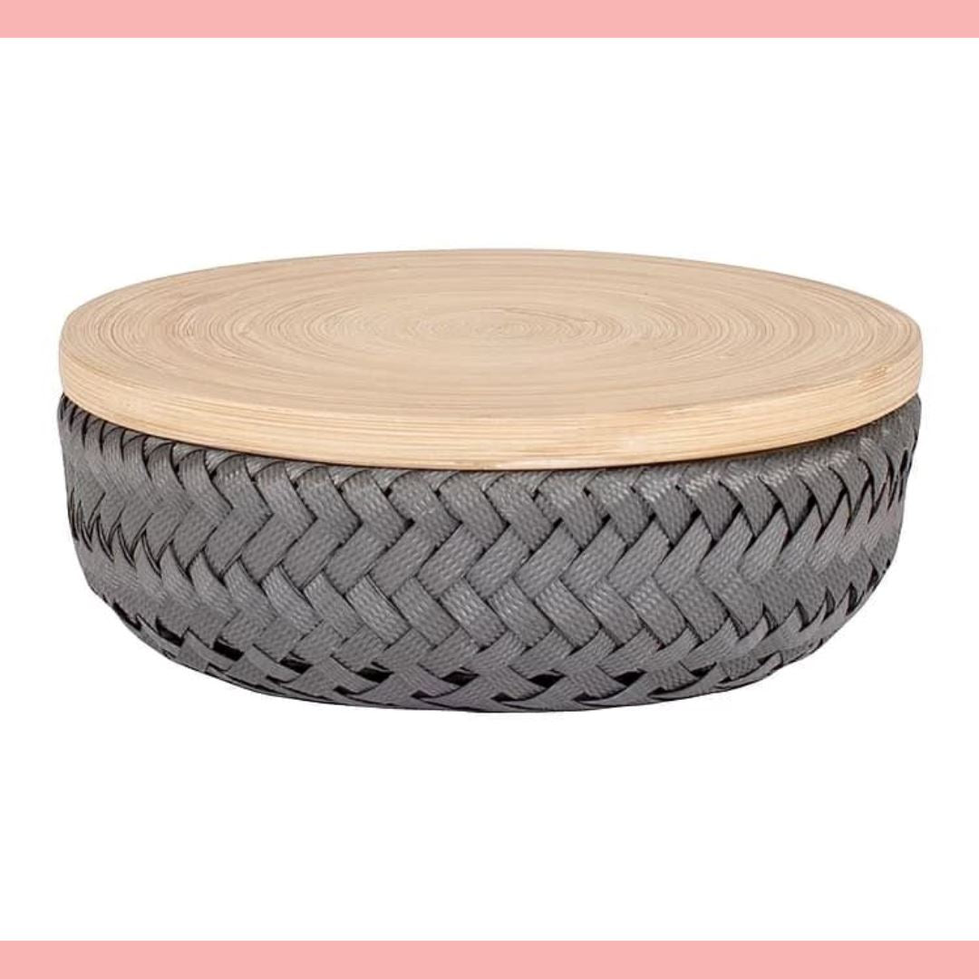 Cestino con coperchio Handed By grigio scuro XS - round basket dark grey Cestino Handed By