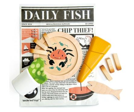 Set pesce e patatine fish and chips supper Tender leaf toys Gioco legno Tender leaf toys