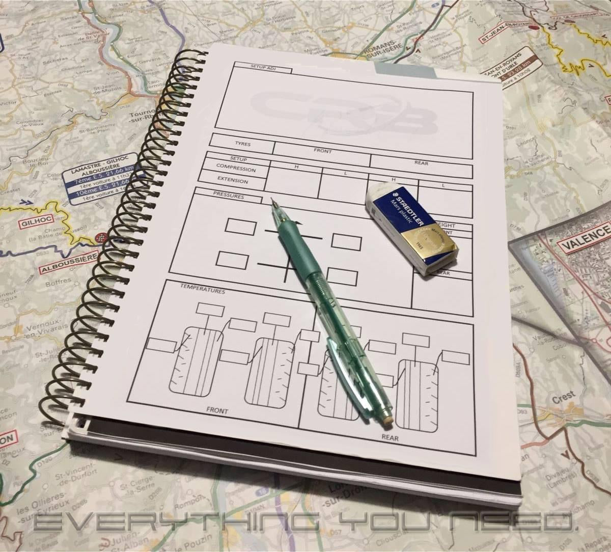 Quaderno rally co-driver CRB Quaderno Note CRB pro